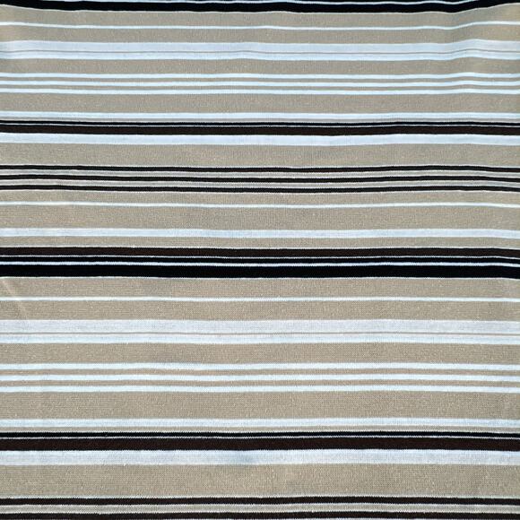 Croft & Barrow V-Neck Striped T-Shirt Top Medium Brown White Black Short Sleeves - Picture 6 of 10